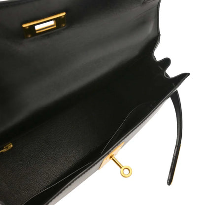 Hermes Black Box Calf Kelly 28 Sellier 2way Shoulder Handbag