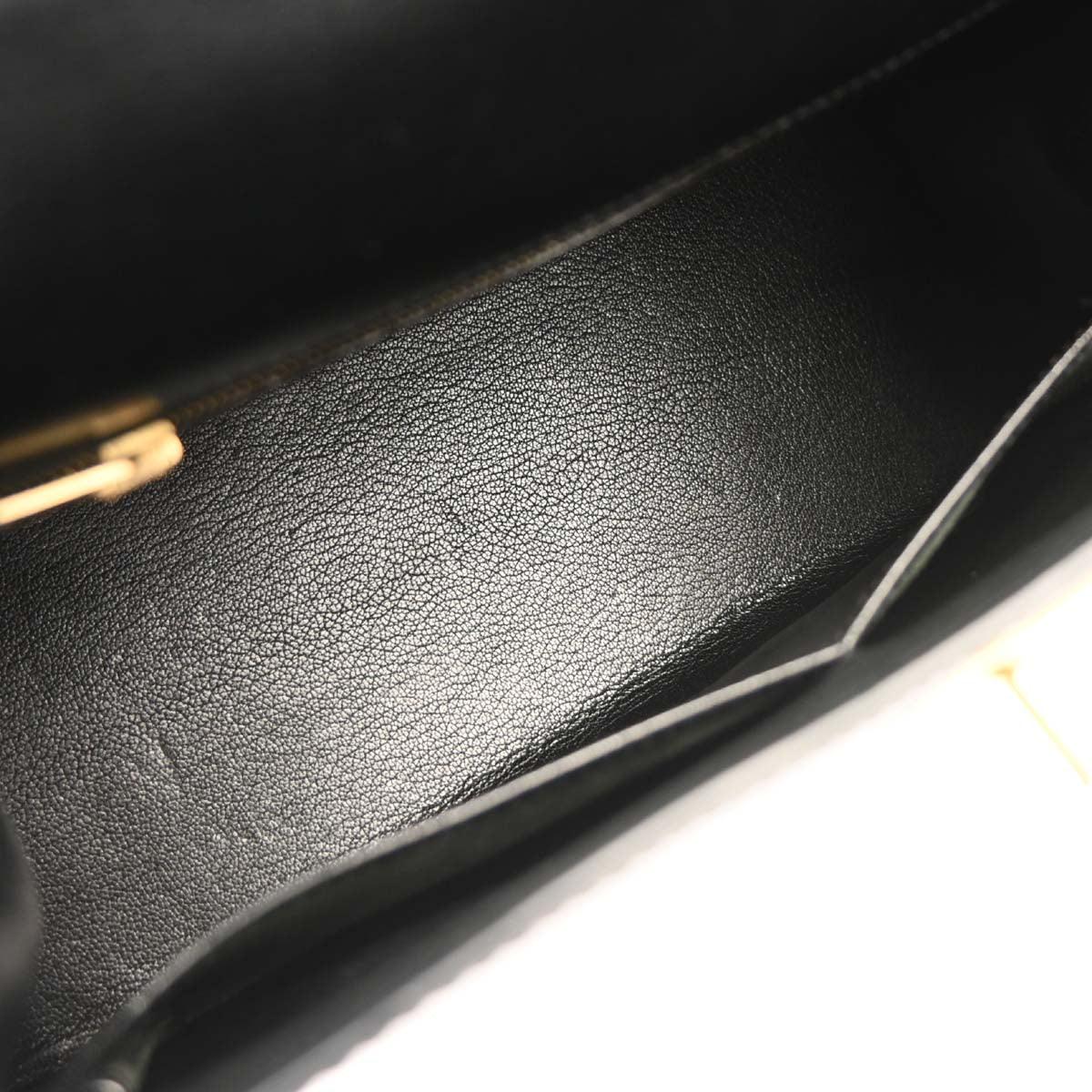 Hermes Black Box Calf Kelly 28 Sellier 2way Shoulder Handbag