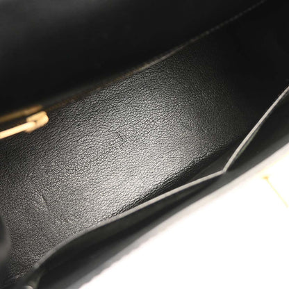 Hermes Black Box Calf Kelly 28 Sellier 2way Shoulder Handbag