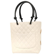Chanel * White Calfskin Python Cambon Ligne Tote Handbag