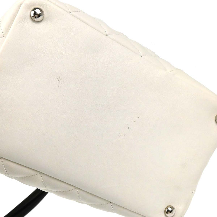 Chanel * White Calfskin Python Cambon Ligne Tote Handbag