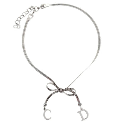 Christian Dior Bow Necklace Silver