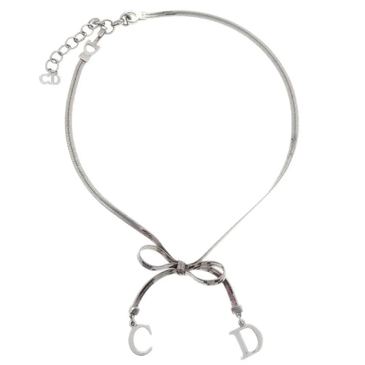 Christian Dior Bow Necklace Silver