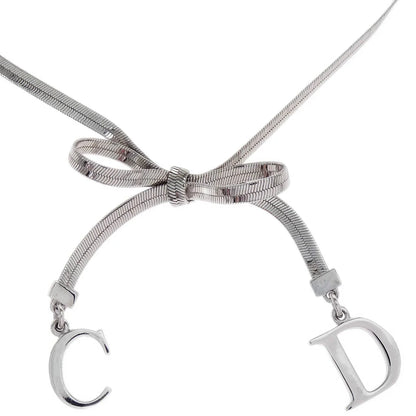 Christian Dior Bow Necklace Silver