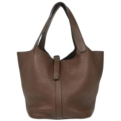 Hermes Chocolat Taurillon Clemence Picotin 22 MM Handbag