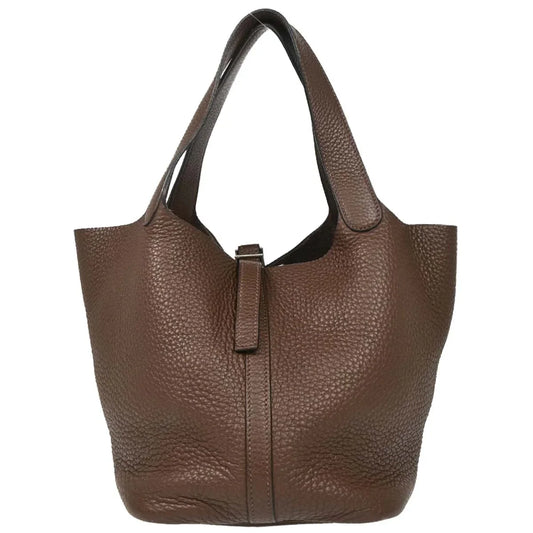 Hermes Chocolat Taurillon Clemence Picotin 22 MM Handbag