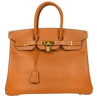 Hermes Gold Courchevel Birkin 35 Handbag