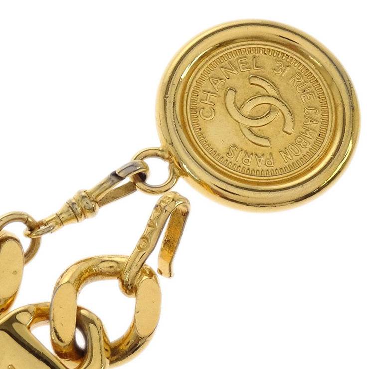 Chanel Chain Belt Medallion Gold Black 94A Small Good