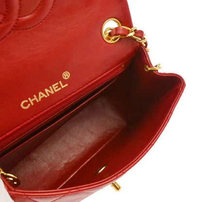 Chanel Red Lambskin Mini Classic Square Flap Shoulder Bag 17