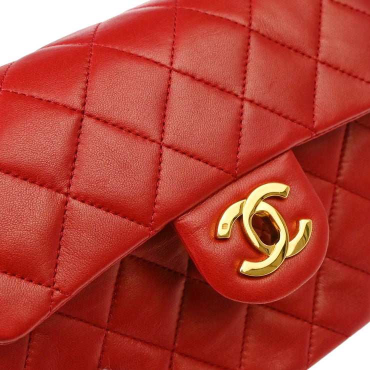 Chanel 1989-1991 Red Lambskin Mini Classic Square Flap Shoulder Bag 17