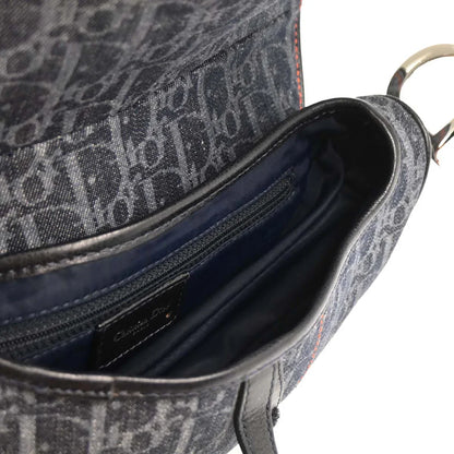 Christian Dior Navy Flight Trotter Saddle Handbag