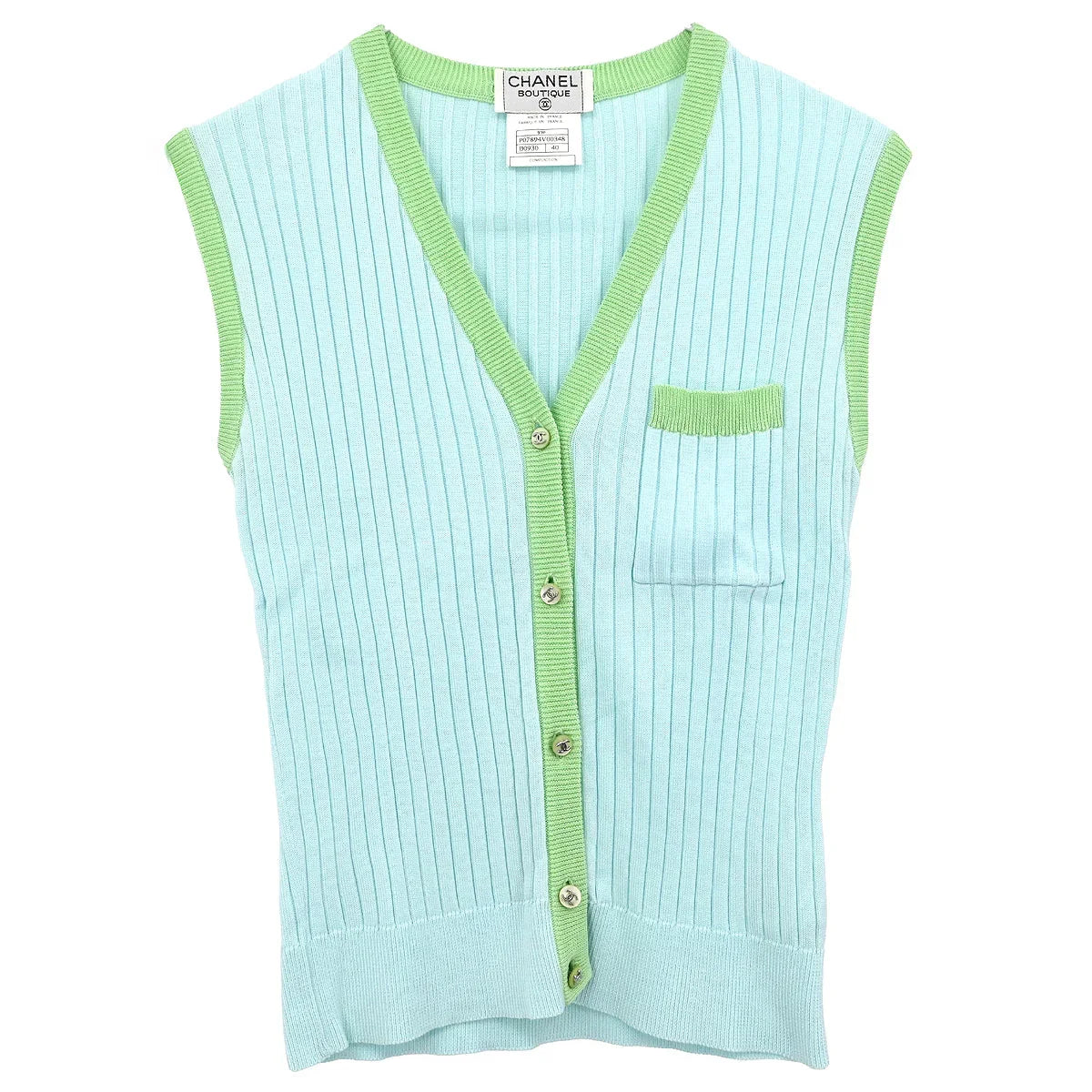 Chanel 1997 Sleeveless Vest Top Light Blue #40