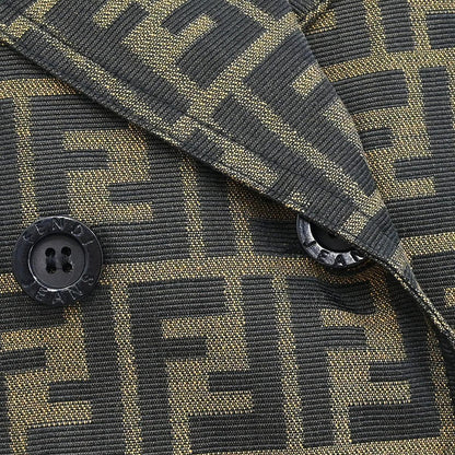 Fendi Double Breasted Zucca Coat Brown #44