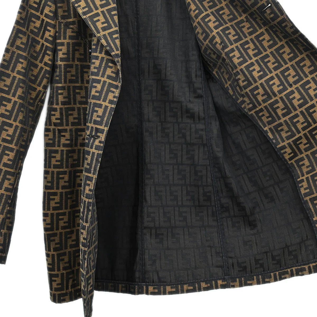 Fendi Double Breasted Zucca Coat Brown #44