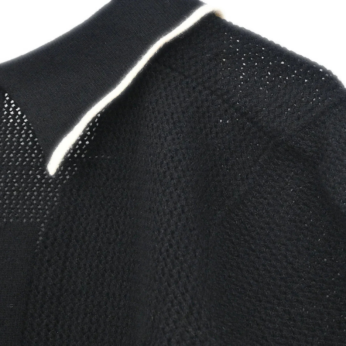 Chanel 2001 Short Sleeve Sweater Knit Top Black #42
