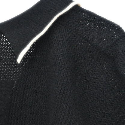 Chanel 2001 Short Sleeve Sweater Knit Top Black #42