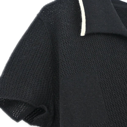 Chanel 2001 Short Sleeve Sweater Knit Top Black #42