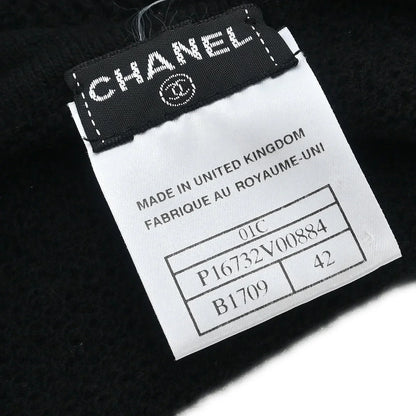 Chanel 2001 Short Sleeve Sweater Knit Top Black #42
