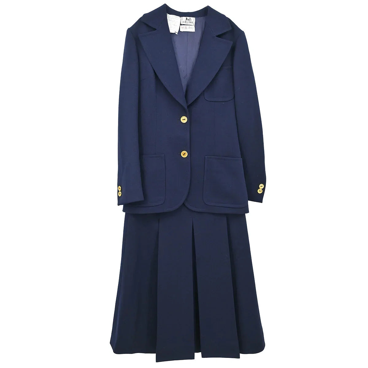 Celine Setup Suit Jacket Skirt Navy COVENTRY #36-4