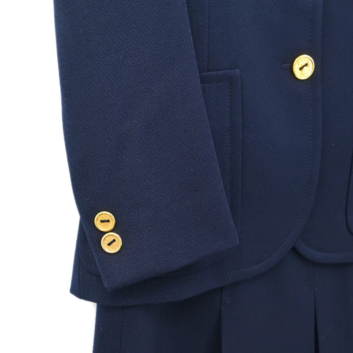 Celine Setup Suit Jacket Skirt Navy COVENTRY #36-4