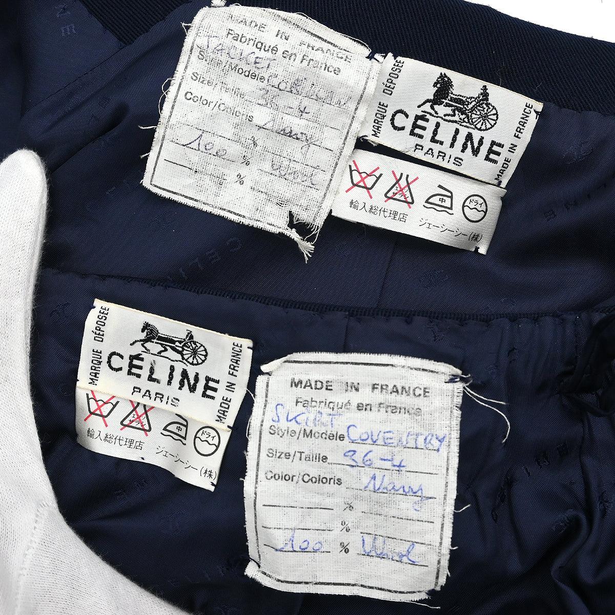Celine Setup Suit Jacket Skirt Navy COVENTRY #36-4