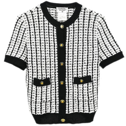 Chanel 1997 Short Sleeve Sweater Top White #38
