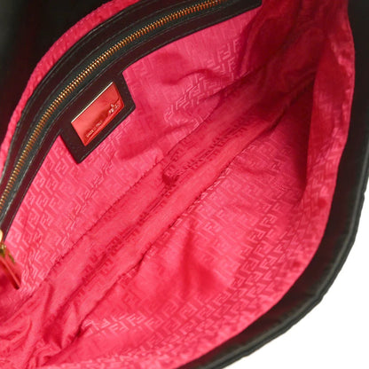 Fendi 2009 Black Satin Zucca Embroidered Baguette Handbag