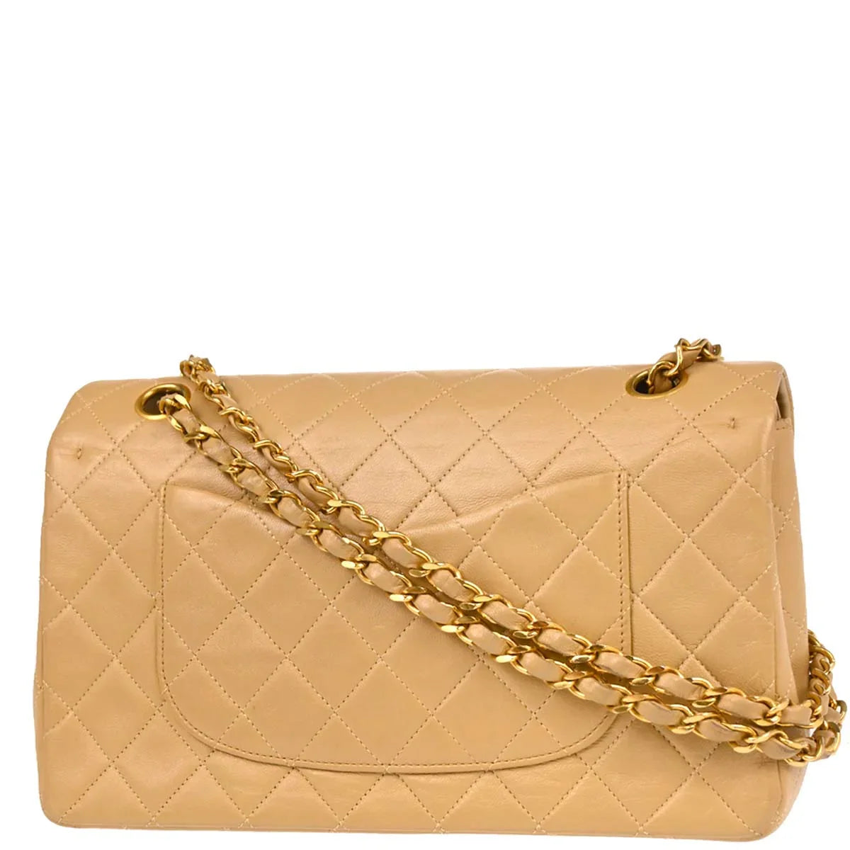 Chanel Beige Lambskin Medium Classic Double Flap Shoulder Bag