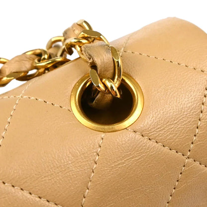 Chanel Beige Lambskin Medium Classic Double Flap Shoulder Bag