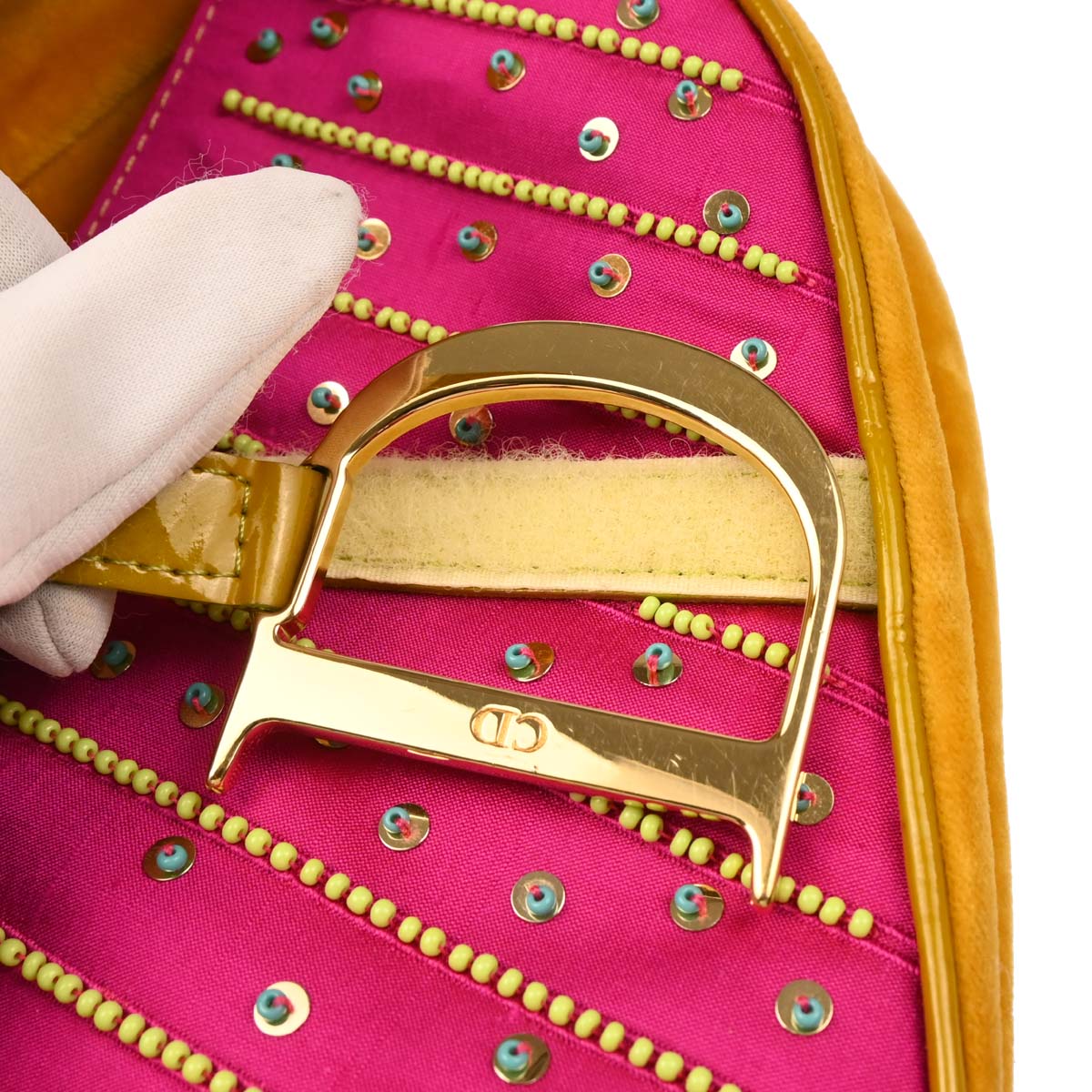 Christian Dior * Pink Satin Velvet Indienne Pom Pom Saddle Handbag