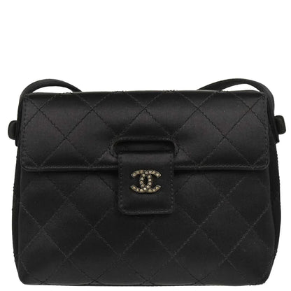 Chanel Black Satin Shoulder Bag