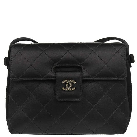Chanel Black Satin Shoulder Bag