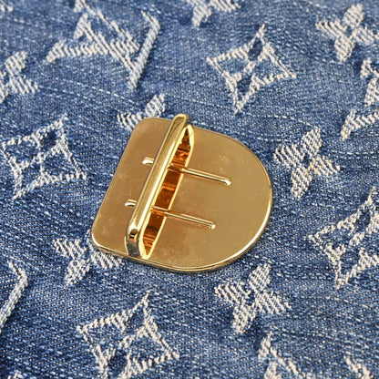 Louis Vuitton 2006 Blue Monogram Denim Pochette Plat Clutch M95007