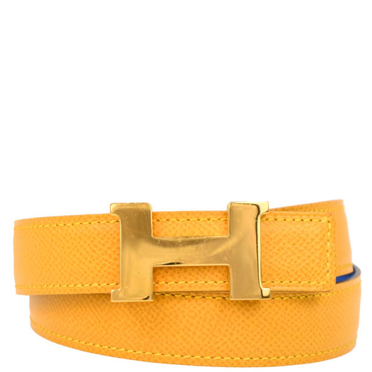 Hermes Yellow Courchevel Constance Reversible Belt #70 Small Good