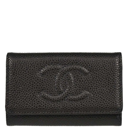 Chanel Six Hook Key Case Black Caviar Small Good