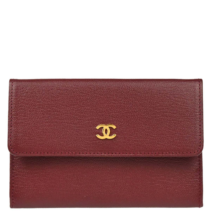 Chanel 2001-2003 Bordeaux Calfskin Coin Case Wallet