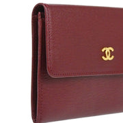 Chanel 2001-2003 Bordeaux Calfskin Coin Case Wallet