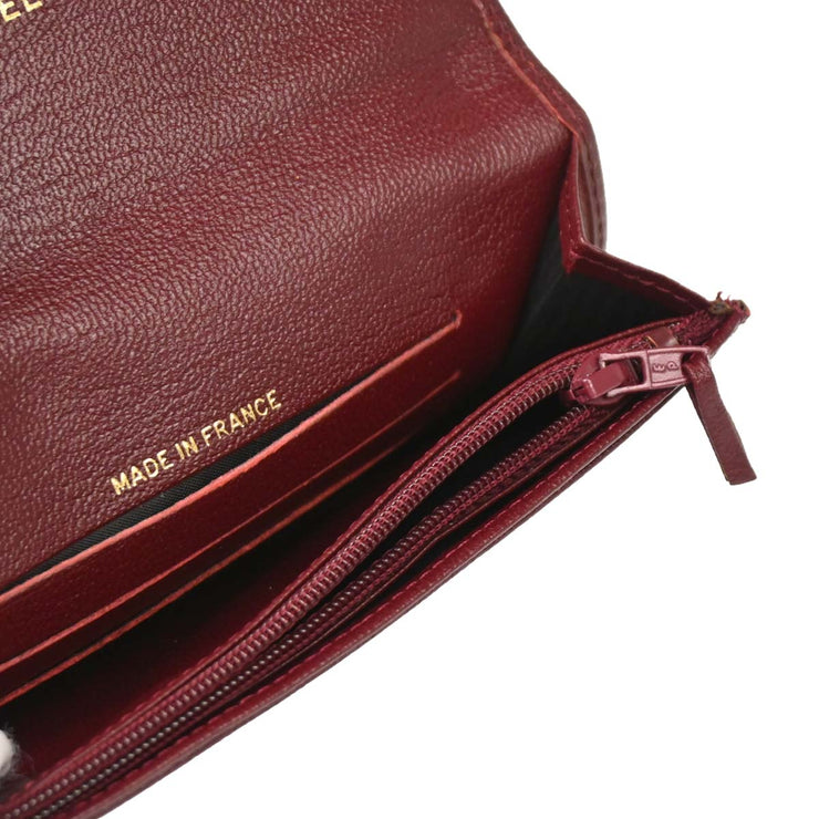 Chanel 2001-2003 Bordeaux Calfskin Coin Case Wallet