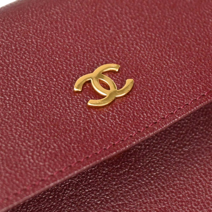 Chanel 2001-2003 Bordeaux Calfskin Coin Case Wallet