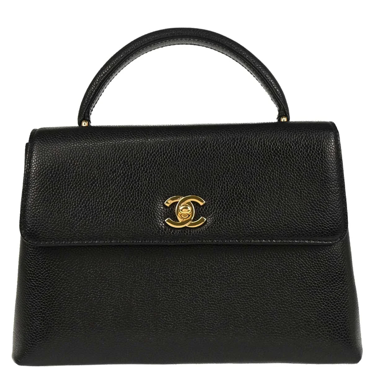 Chanel Black Caviar Top Handle Handbag