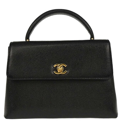 Chanel Black Caviar Top Handle Handbag
