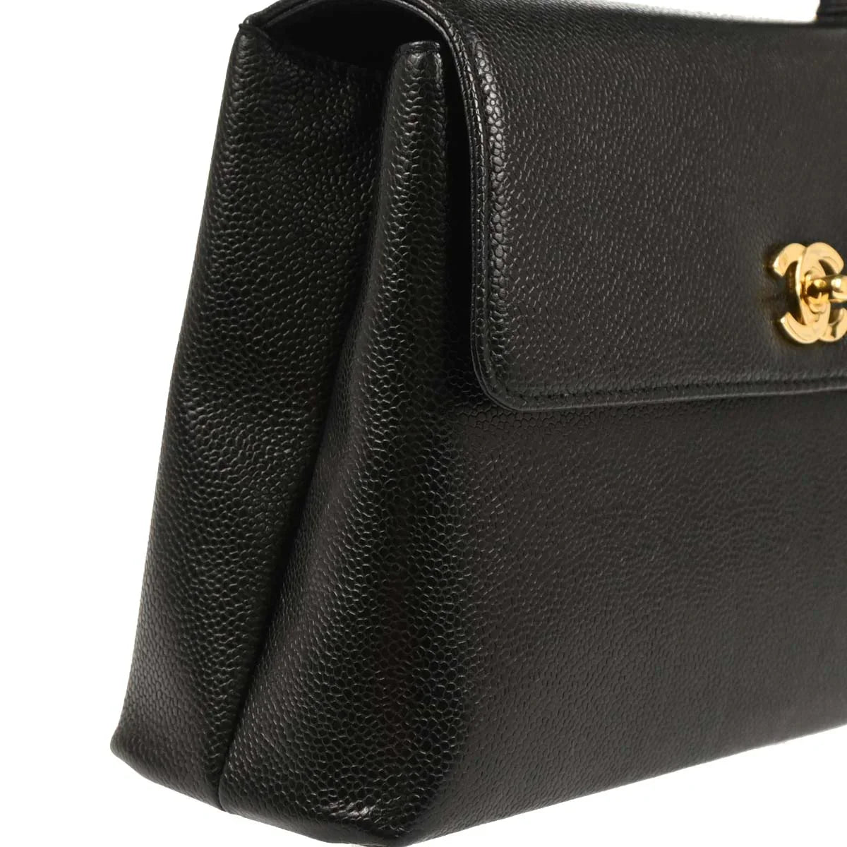 Chanel Black Caviar Top Handle Handbag