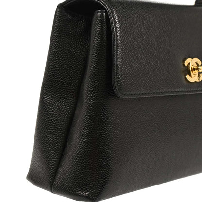 Chanel Black Caviar Top Handle Handbag