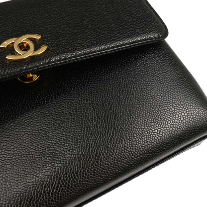 Chanel Black Caviar Top Handle Handbag