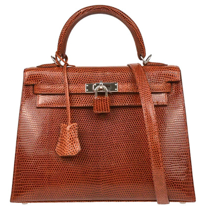 Hermes * Etrusque Lizard Kelly 25 Sellier 2way Shoulder Handbag
