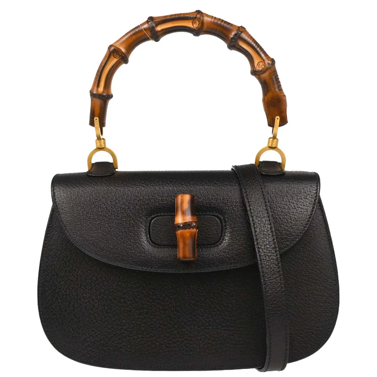 Gucci Black Bamboo 2way Shoulder Handbag