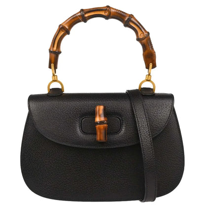 Gucci Black Bamboo 2way Shoulder Handbag