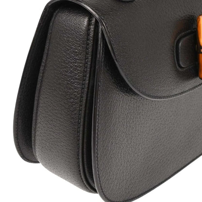 Gucci Black Bamboo 2way Shoulder Handbag