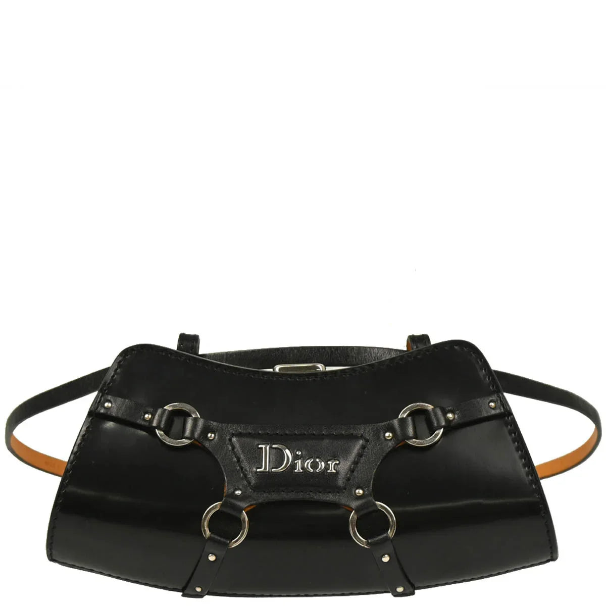 Christian Dior Black Leather Bondage Bum Bag #85