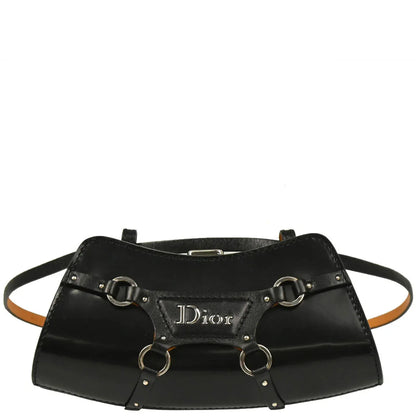 Christian Dior Black Leather Bondage Bum Bag #85
